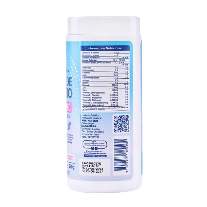 CITRATO DE MAGNESIO EN POLVO + CALCIO + ZINC + VITAMINAS POTE X 250 G SABOR LIMON