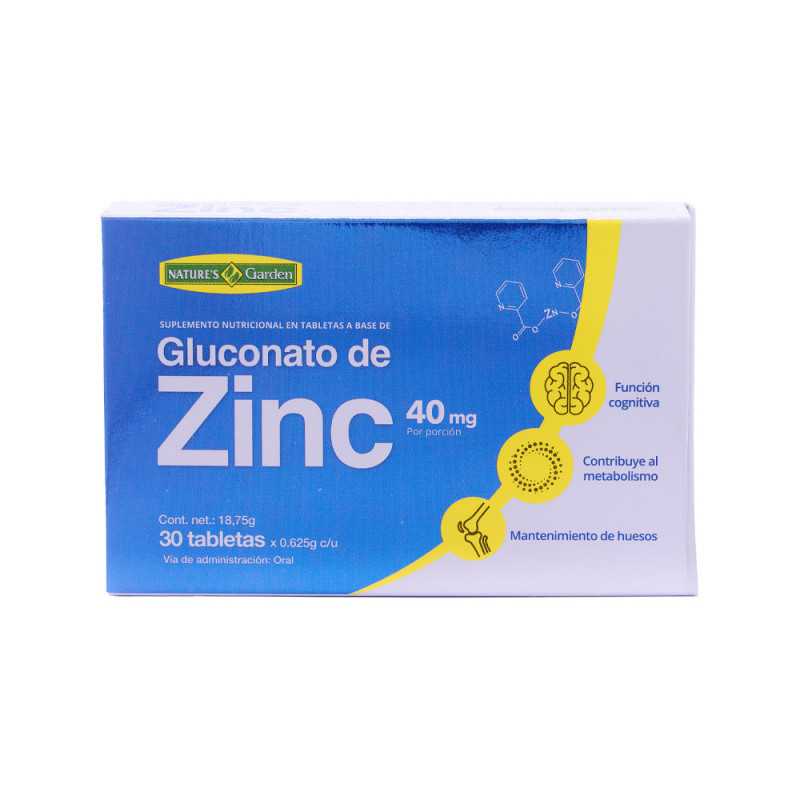GLUCONATO DE ZINC TABLETAS CAJA X 3 BLISTER X 10 U.