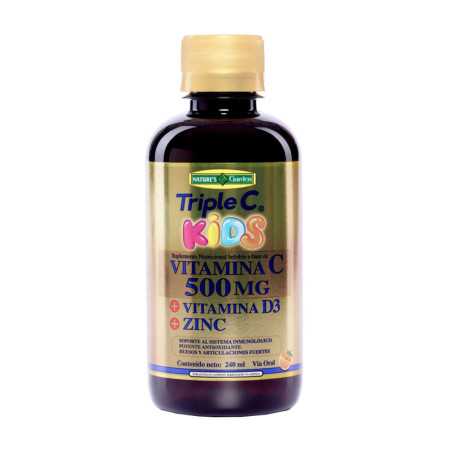 TRIPLE C KIDS JARABE  DE VITAMINA C 500 MG , VITAMINA D3 Y ZINC FRASCO X 240 ML