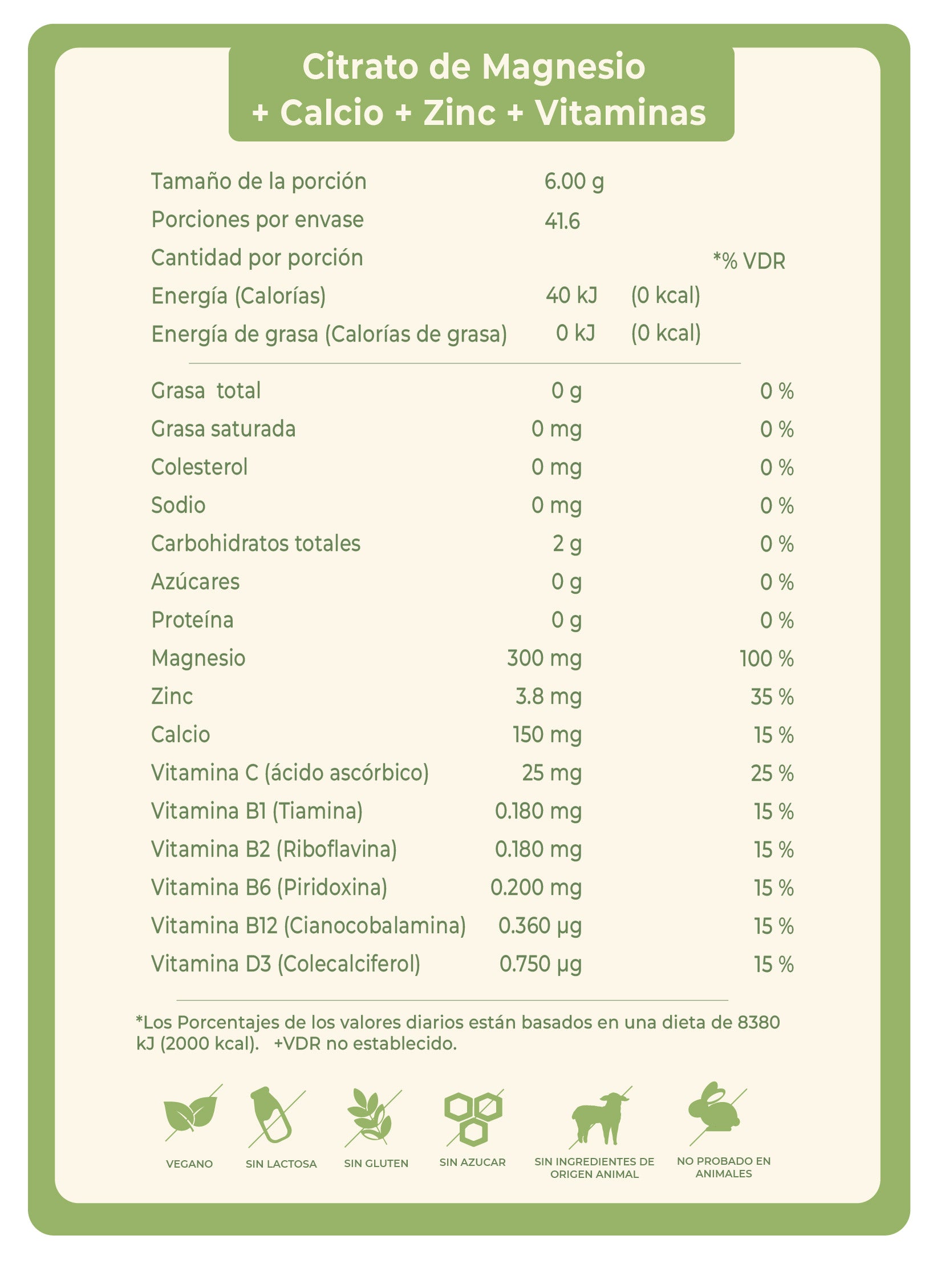 CITRATO DE MAGNESIO + CALCIO + ZINC + VITAMINAS